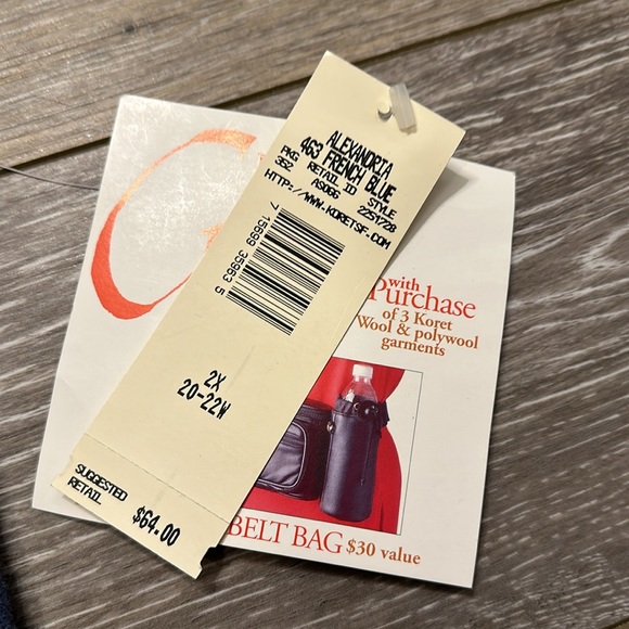 VINTAGE KORET Y2K 100% WOOL SWEATER VEST SZ 2X BLUE W/ BEADED AND SILKY FLOWERS - Picture 3 of 12